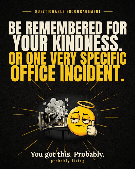 Be remembered for your kindness. Or one very specific office incident.
