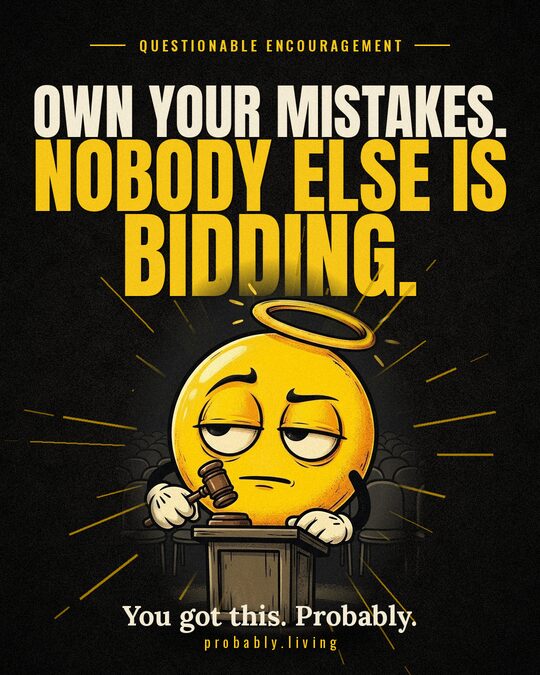 Own your mistakes. Nobody else is bidding.