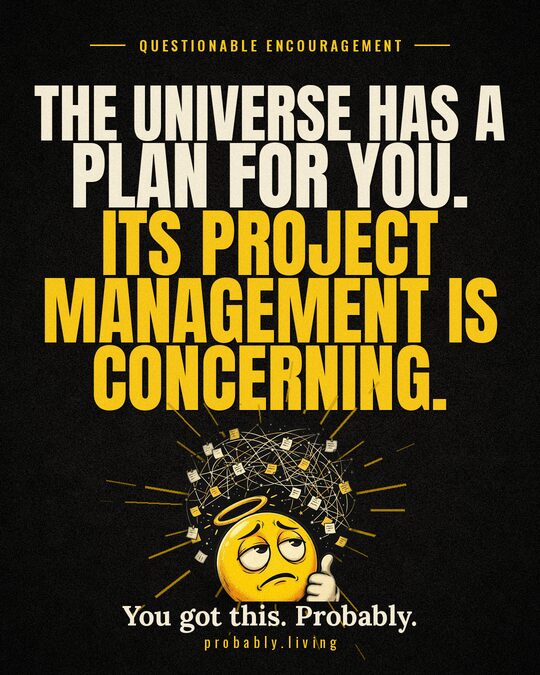 The universe has a plan for you. Its project management is concerning.