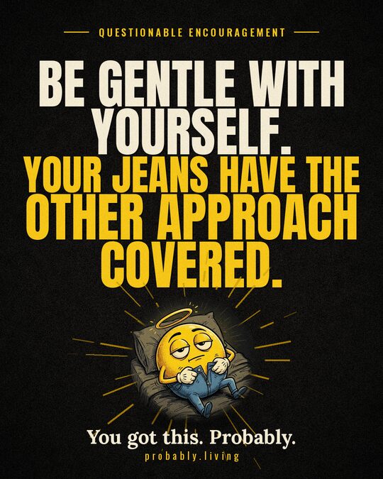 Be gentle with yourself. Your jeans have the other approach covered.